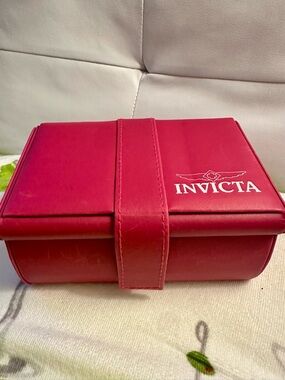 Invicta Pink Travel Watch Case with White Logo